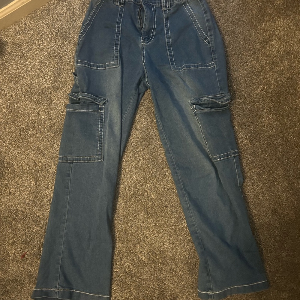 Almost Famous Denim Blue Drawstring Waist Pants